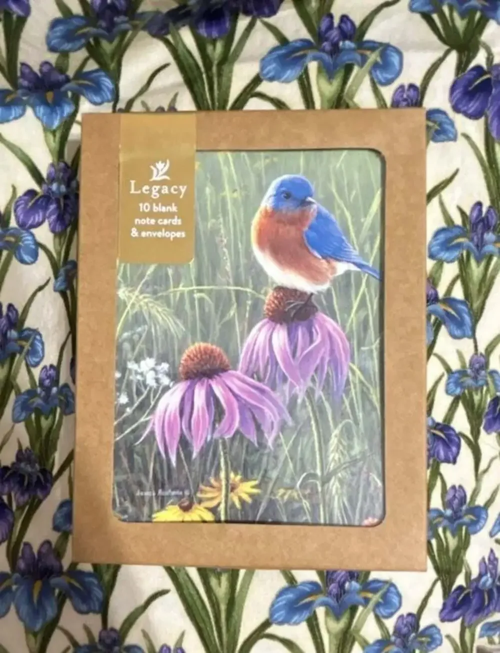 Legacy Pub Group Bluebird & Purple Coneflower 10 Blank Cards/Envelopes